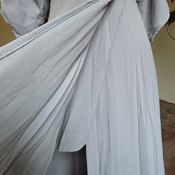 Reformation Winslow Wrap Maxi Dress Fog Gray Size S Kimono Sleeve Boho Long Gown - Picture 15 of 16
